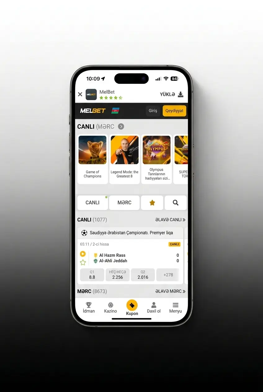 Android üçün Melbet APK yükləmə və quraşdırma üzrə 4 addımlı təlimat, tətbiqə giriş ekranı