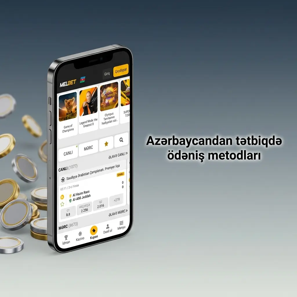 Melbet tətbiqində Azərbaycandan depozit və çıxarış üçün bank, e-pul kisəsi, vauçer və kripto metodları