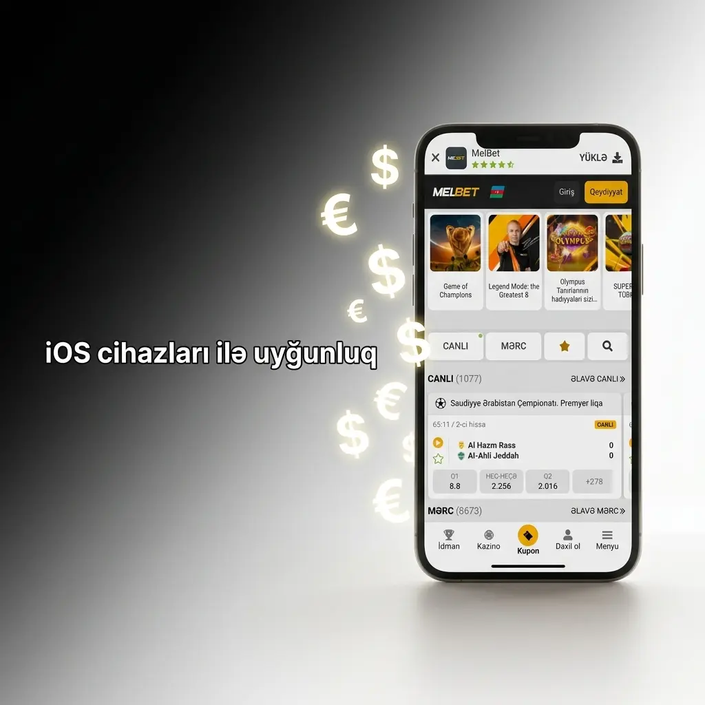 Melbet mobil tətbiqinin iPhone X–15 və iPad 7-ci nəsil və daha yeni iOS cihazları ilə uyğunluğu