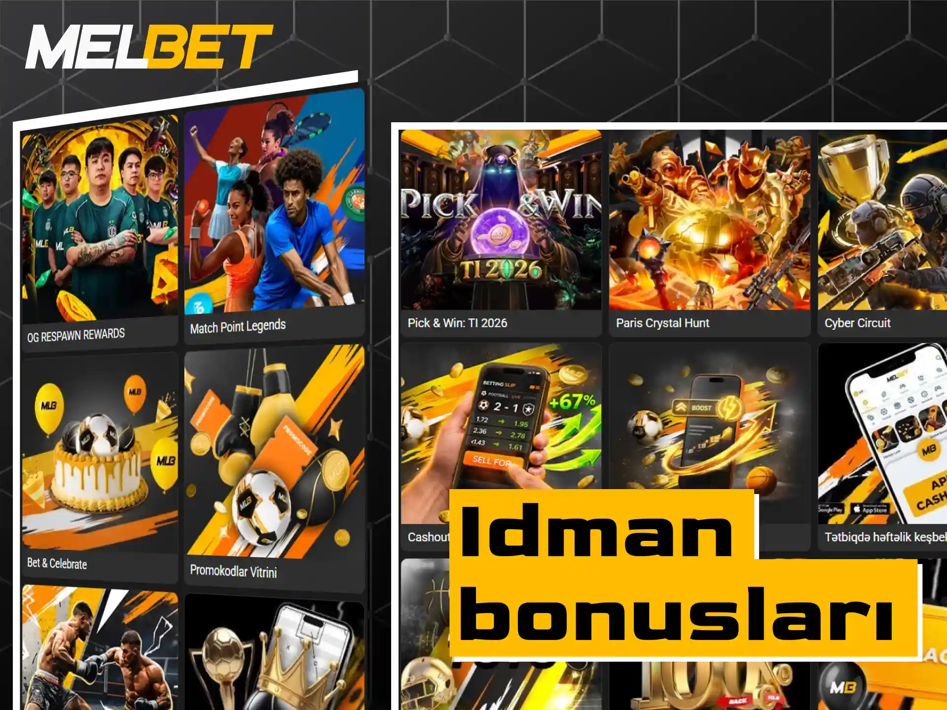 Melbet platformasında idman mərcləri və ekspress kupon promosiyaları.