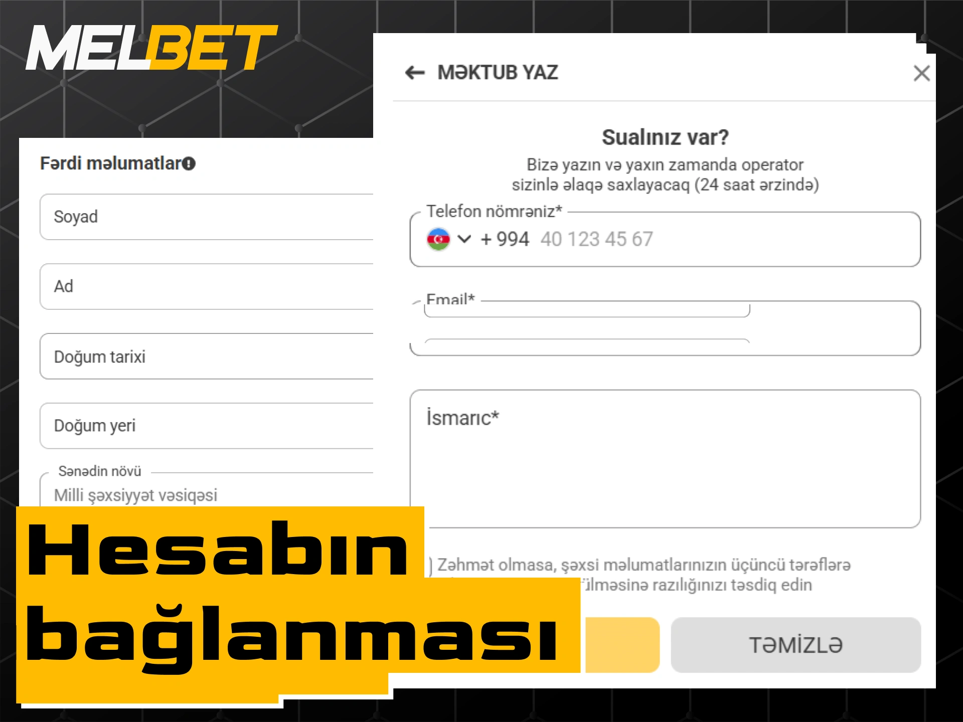 Melbet platformasındakı şəxsi hesabı və profili bağlamaq qaydası.