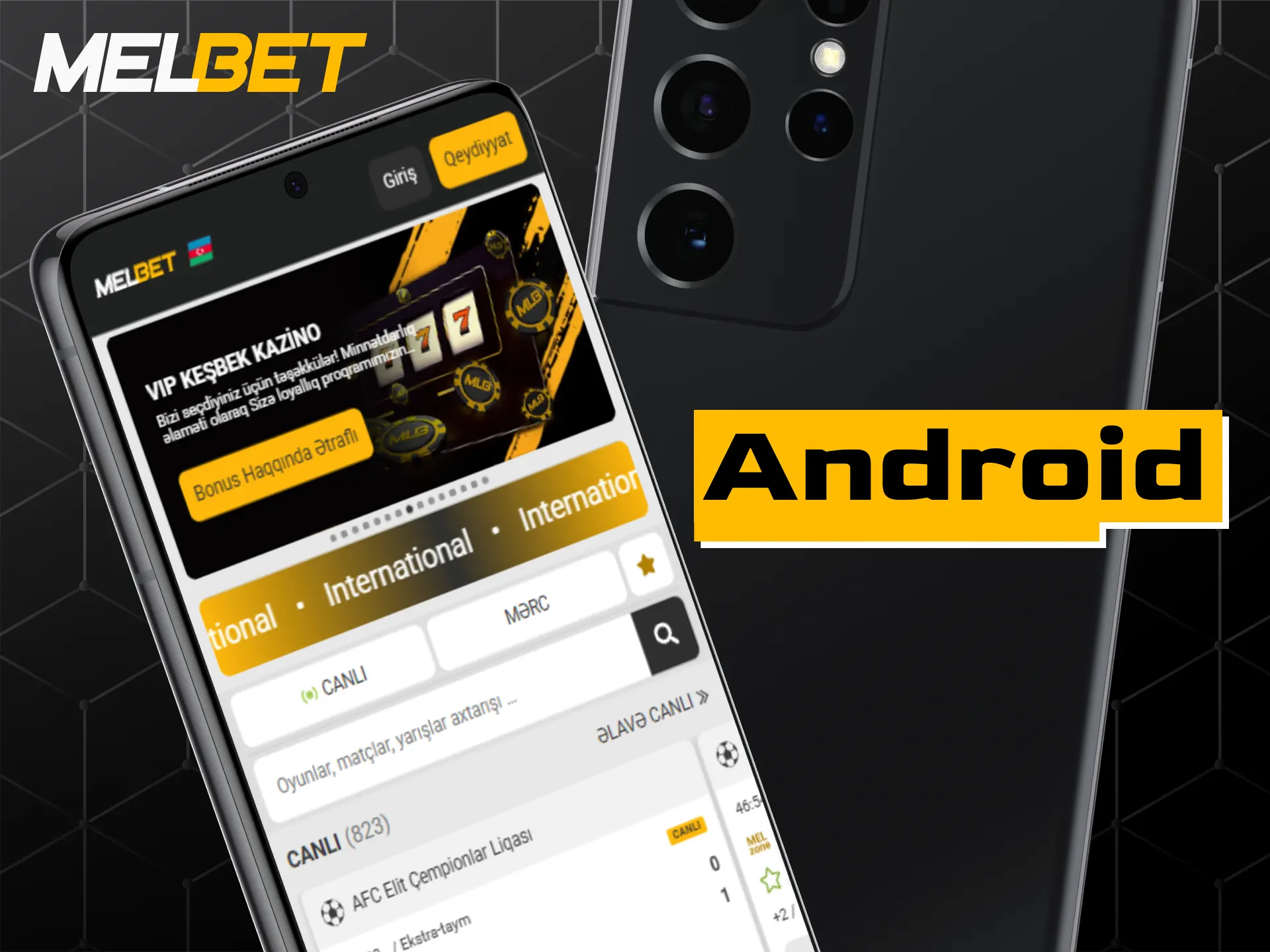 Melbet Android tətbiqi vasitəsilə mobil idman mərcləri və kazino oyunları.